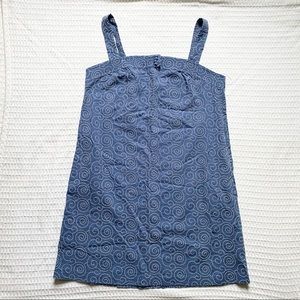 J. Crew factory blue and white embroidered tank dress size 14